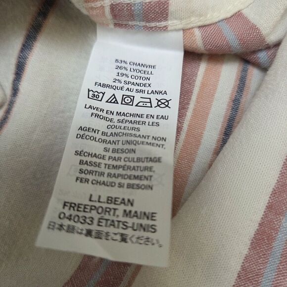 LL Bean Hemp Blend Backyard BBQ Shirt Neutral Tones SS Untucked Length Men’s L - Picture 8 of 12
